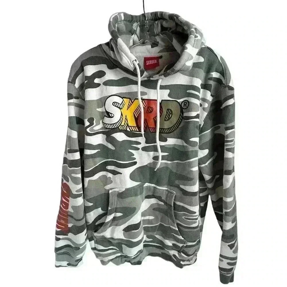 SKRUED Men's Camo Pullover Hoodie Multicolor Size L with Hood & Pocket - Picture 1 of 11